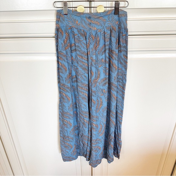 Travida Tra Vida Womens Blue Patterned Wide Leg Pull On Resortwear Pants Palazzo - Picture 1 of 7